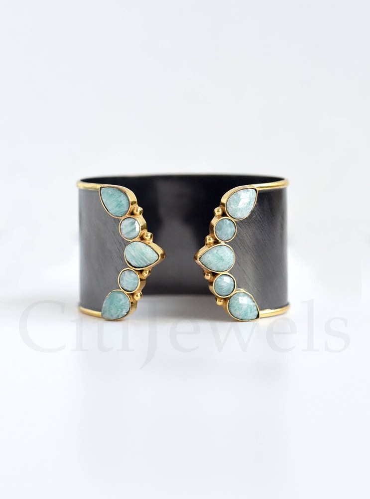 Hand Made Natural Gemstone Cuff Bangle