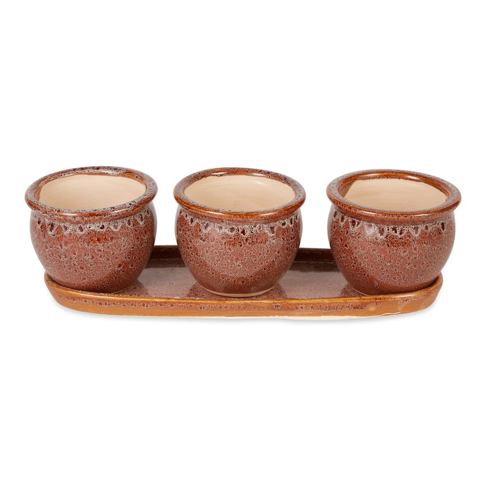 Desktop Tabletop Ceramic Herb PLANTER SET OF 3
