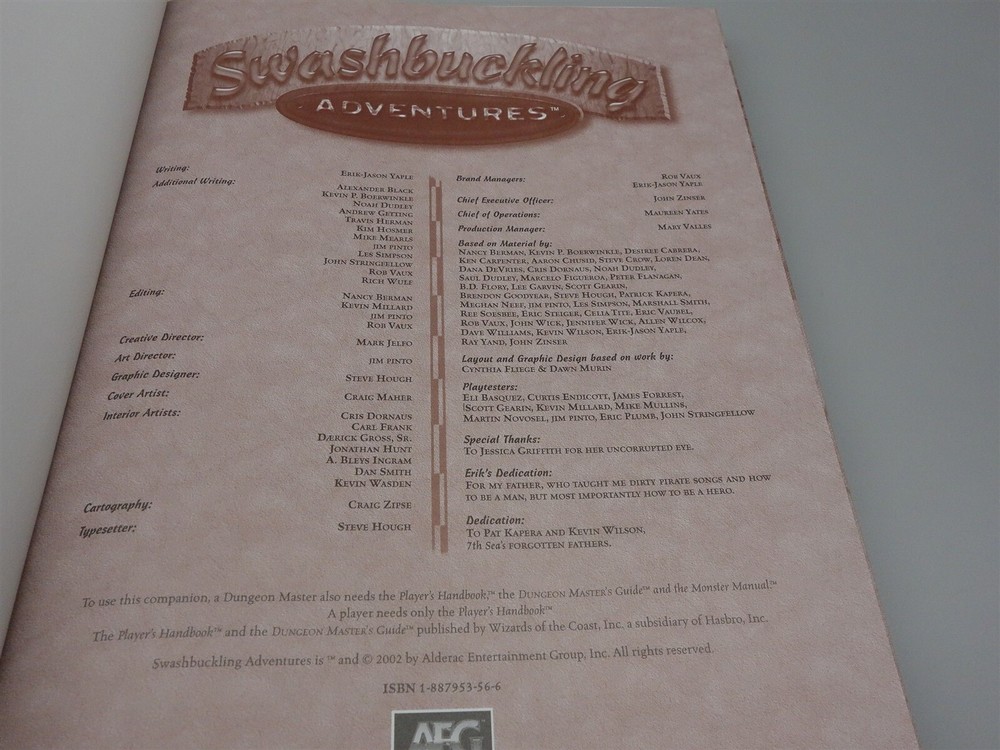 Swashbuckling Adventures - Campaign Setting Rulebook (d20 System, AEG)
