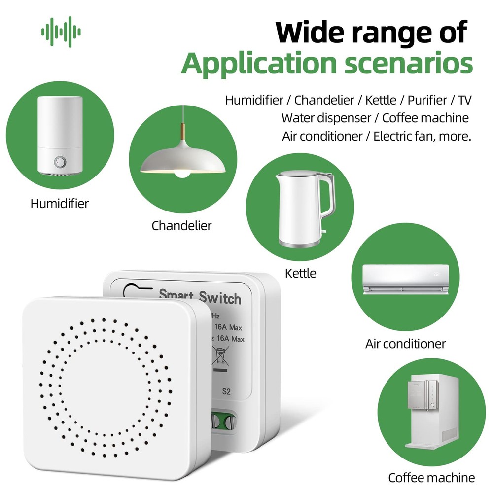 VIPMOON WiFi Smart Light Switch, Mini Smart Breaker Module, APP/Voice Remote ...