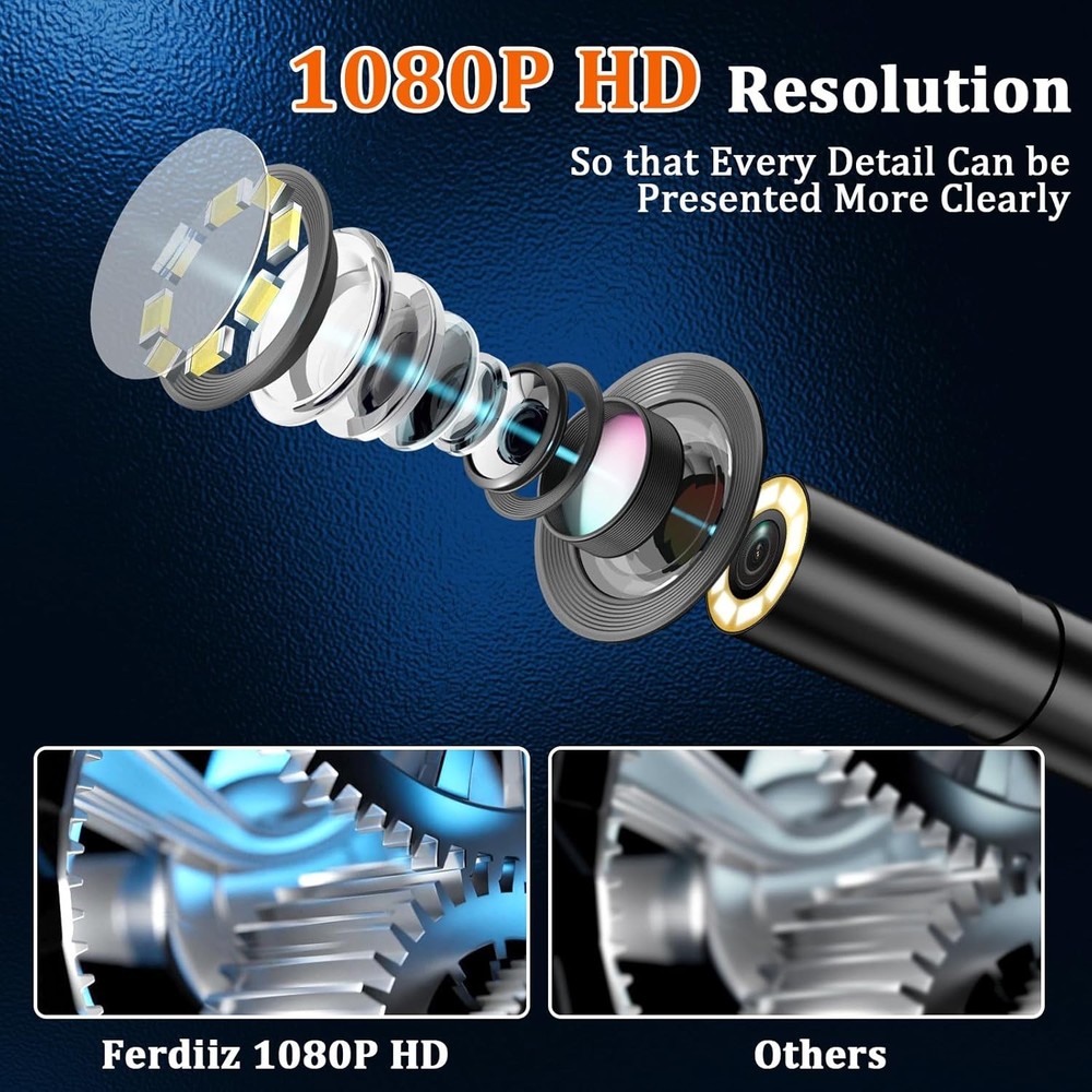 Dual-Lens Endoscope with Light, Endoscope Camera with Light with 4.3" IPS Screen