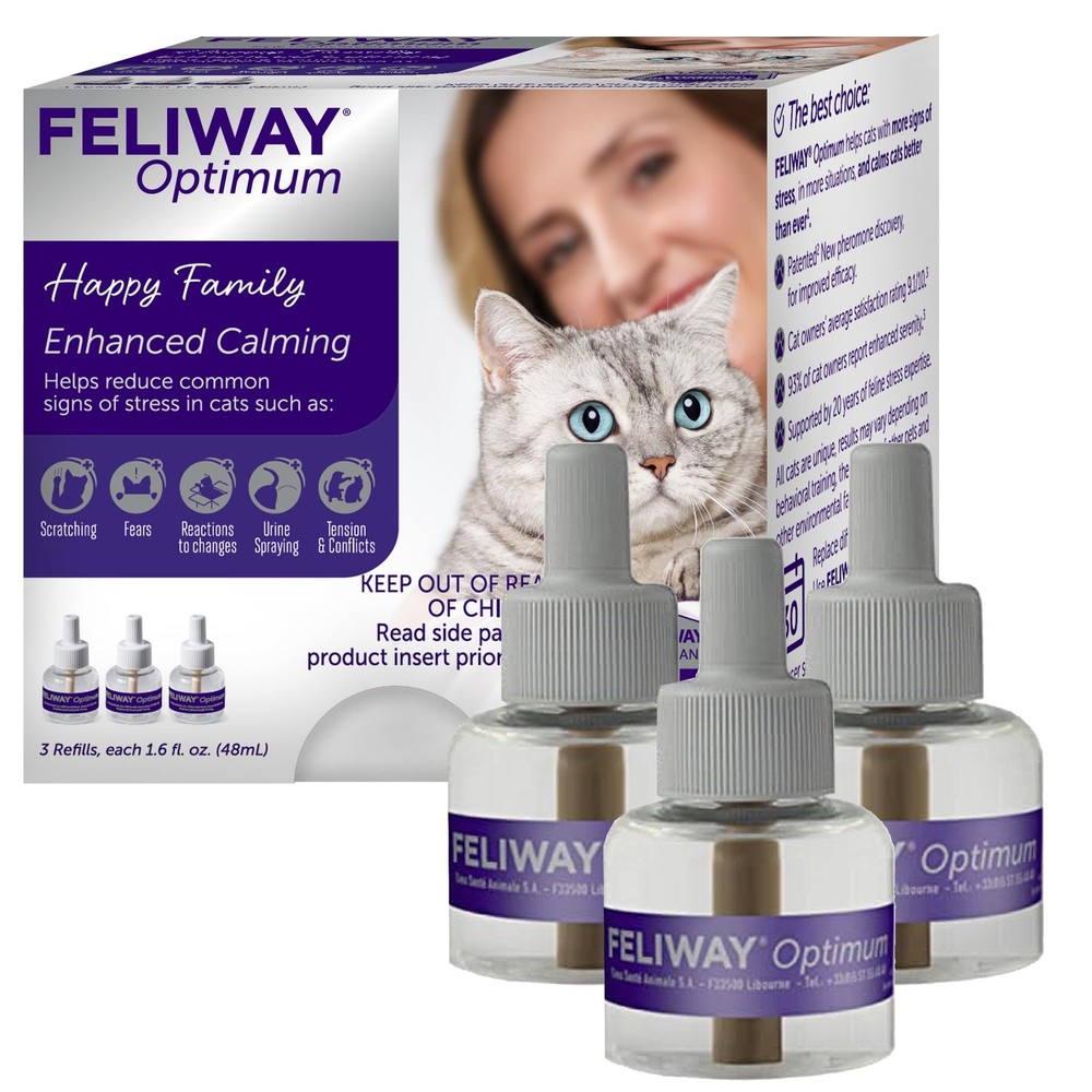 FELIWAY Optimum 3 x 30 Day Cat Calming Refills for Pheromone Diffuser, 3 x 48ml