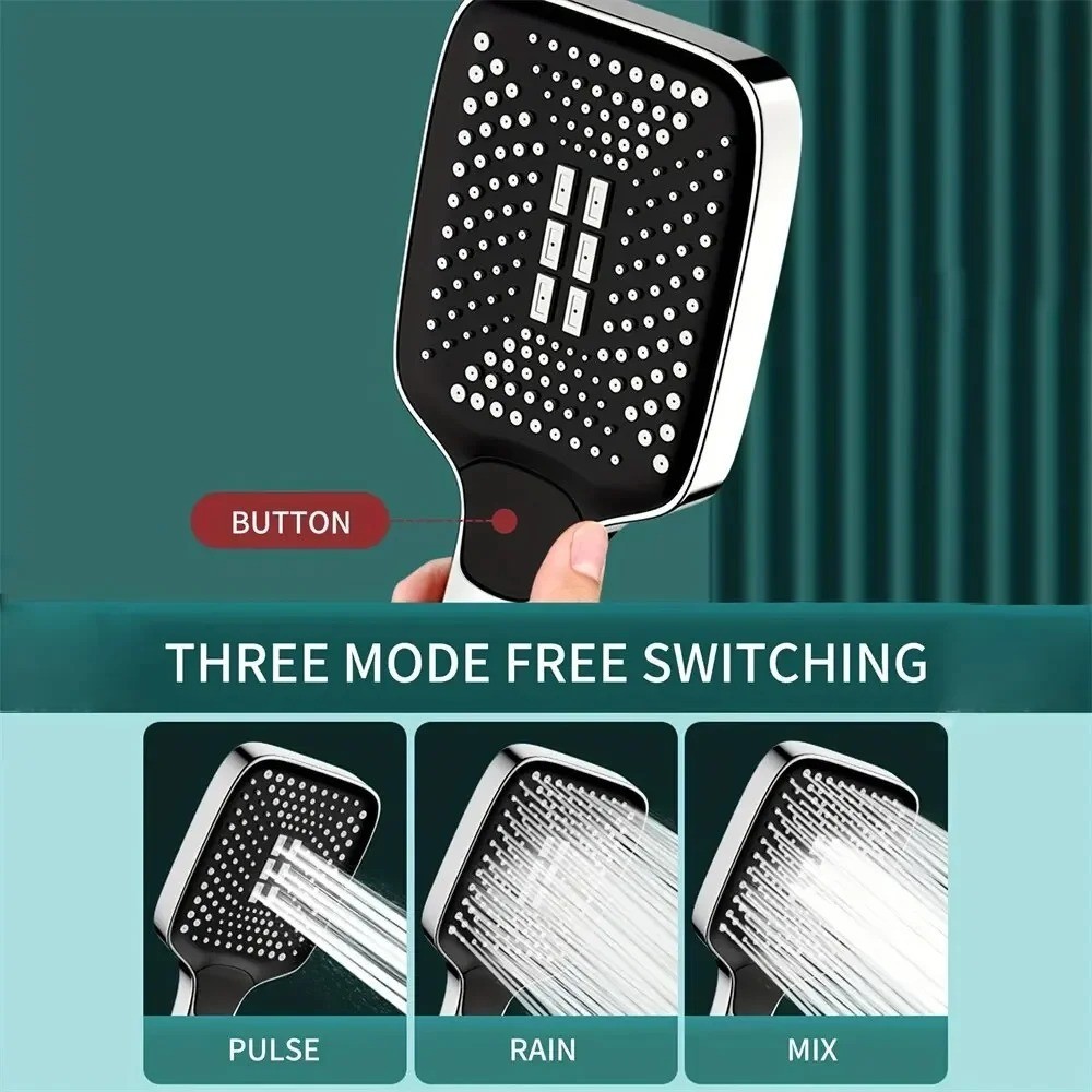 Adjustable Shower Head 3-mode High Pressure Rainfall – Water Saving Design