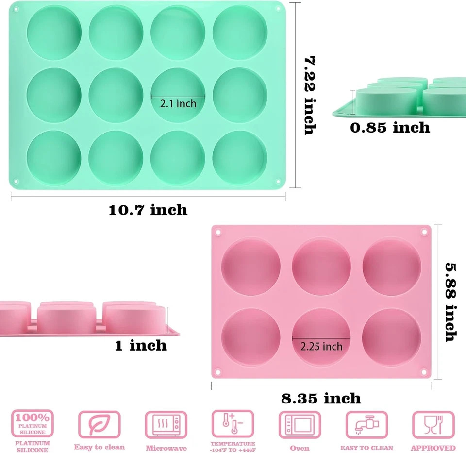 Cake Puck Mold Set 2 Different Sizes, 3 Pack Cake Puck Mold with 2 Scraper, roun