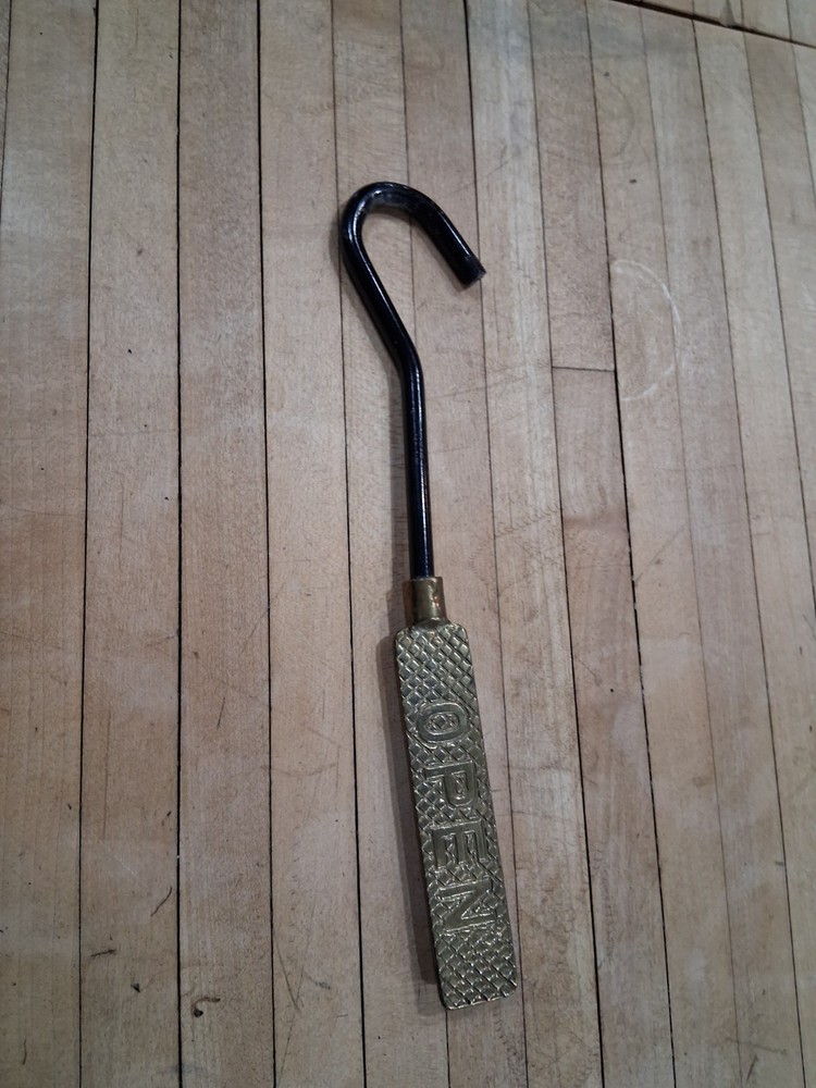Vintage Wrought Iron Fireplace Tool Set with Brass CLOSED Handle
