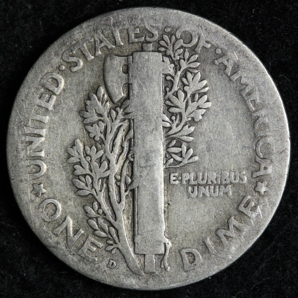 1921-D Mercury Silver Dime GOOD/VG E284 ISEB