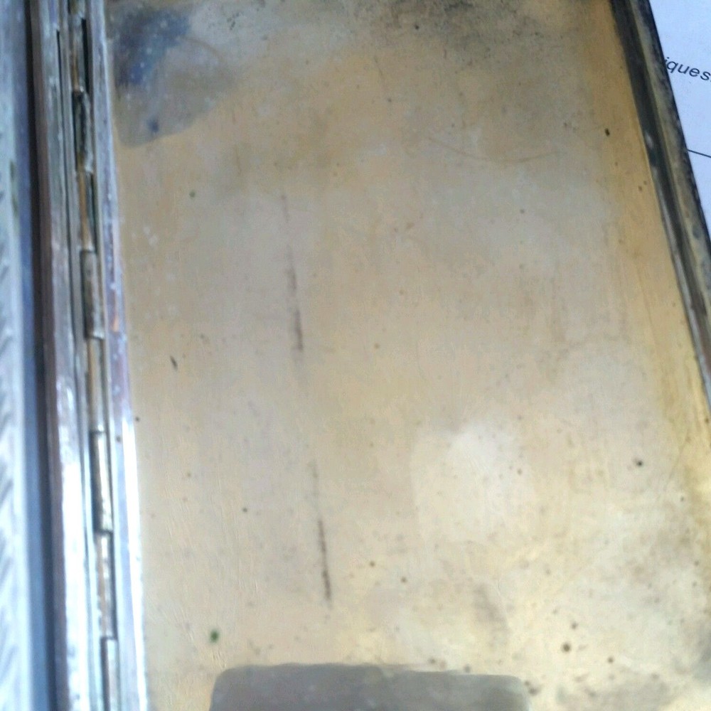 Antique 800 Silver Etched Repousse Cigarette Case 151.2 grams