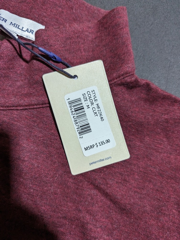 NWT MEN'S PETER MILLAR PULLOVER, SIZE: M, COLOR: CLRT (MAROON HEATHER)M3