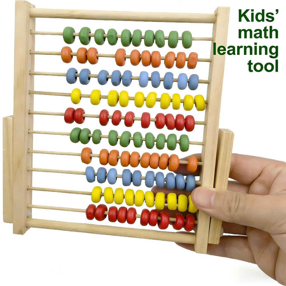 Wooden Counting Frame Abacus for Kids Math Learning - 10 Rows, 8-Inch