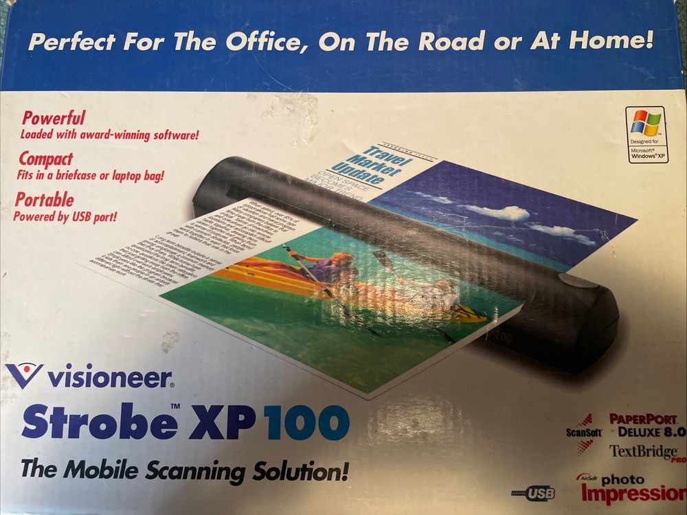 VISIONEER STROBE XP 100 BLACK PORTABLE SHEETFEED DOCUMENT SCANNER