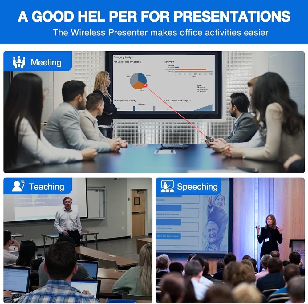 Professional USB Wireless Presenter Clicker for PowerPoint & Google Slides