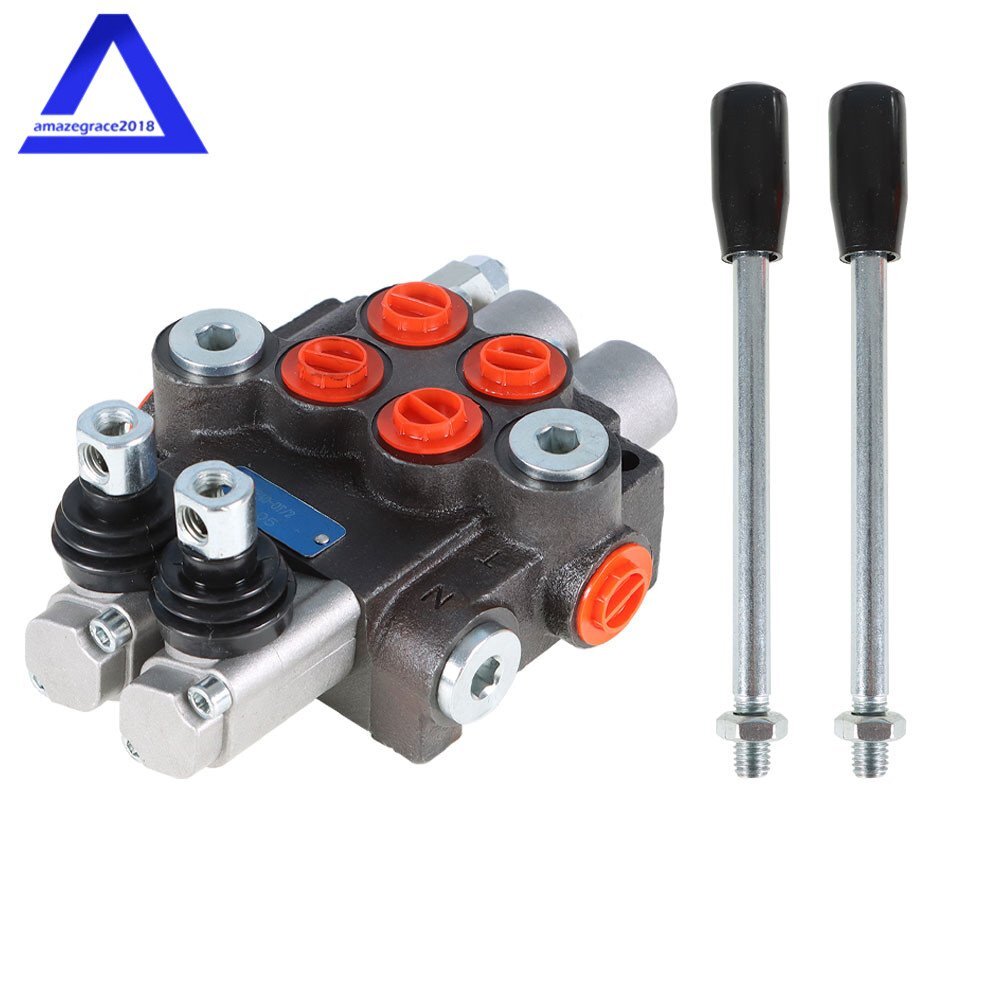 2 Spool Hydraulic Monoblock Double Acting Control Valve 11GPM SAE Ports 3625 PSI