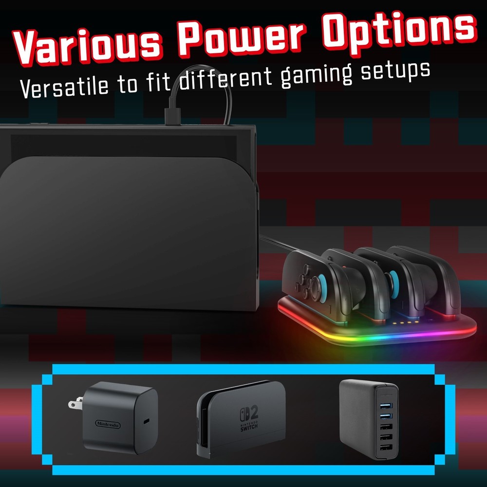 Fosmon Charging Station for Nintendo Switch 2 Controller Joy Con, Horizontal