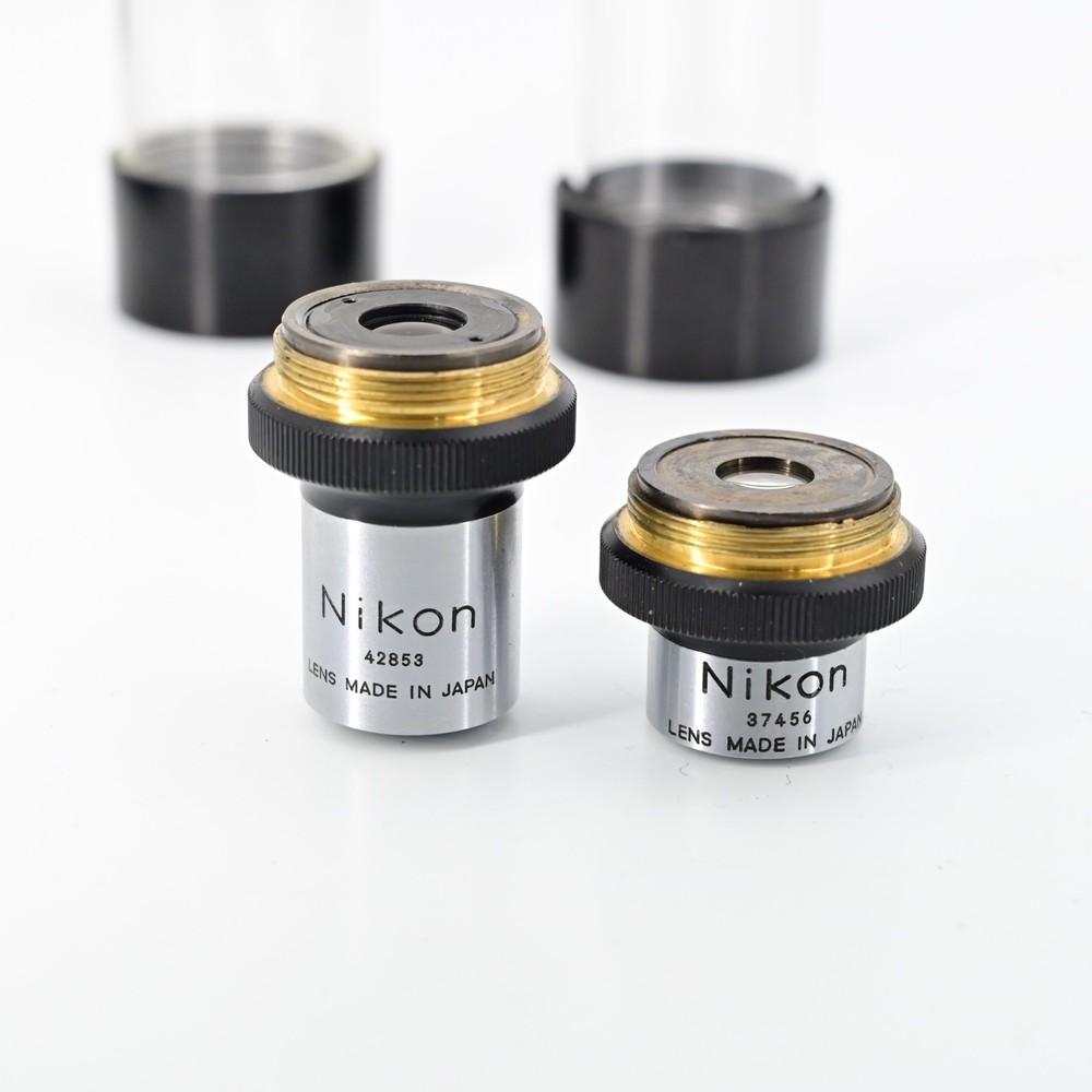 Nikon Plan 4x 10x Objective Lens Set 4/0.1 10/0.25 For RMS Microscope w/ Case