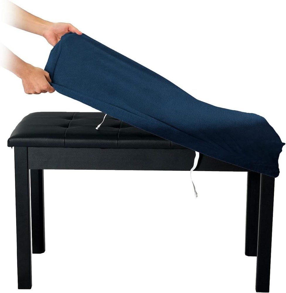 Soft Navy Blue Velvet Cover for Piano Benches & Rectangular Stools - Medium Size