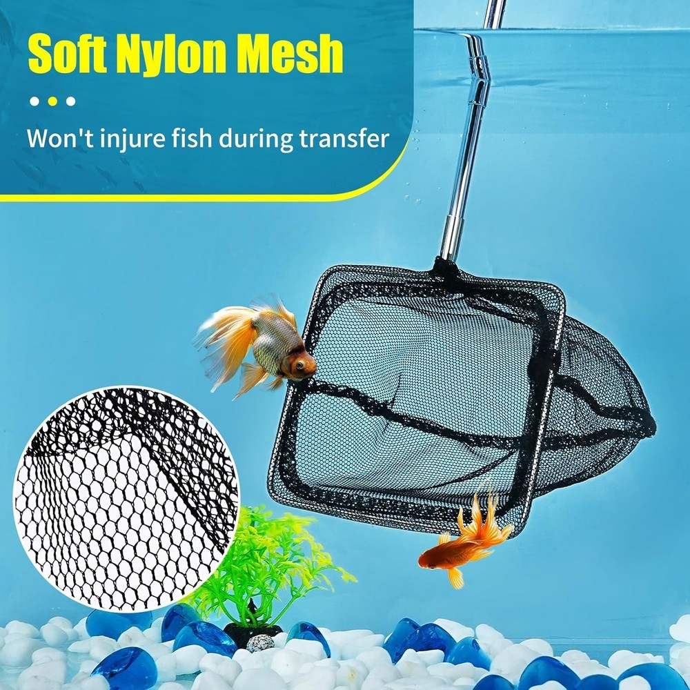 Versatile Aquarium Skimmer Net with Adjustable Length - Efficient Waste Removal