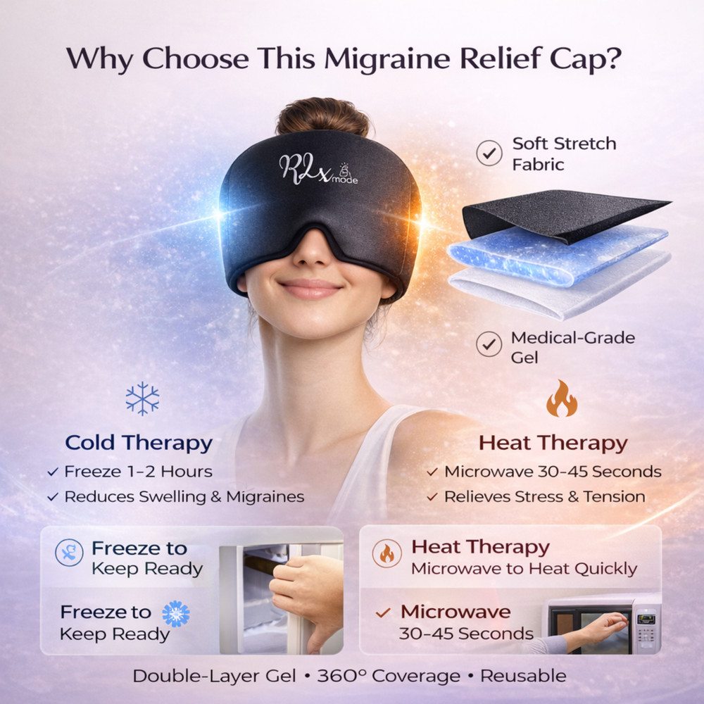 Migraine Relief Cap & Magnesium Roll-On Bundle Hot Cold Therapy Kit