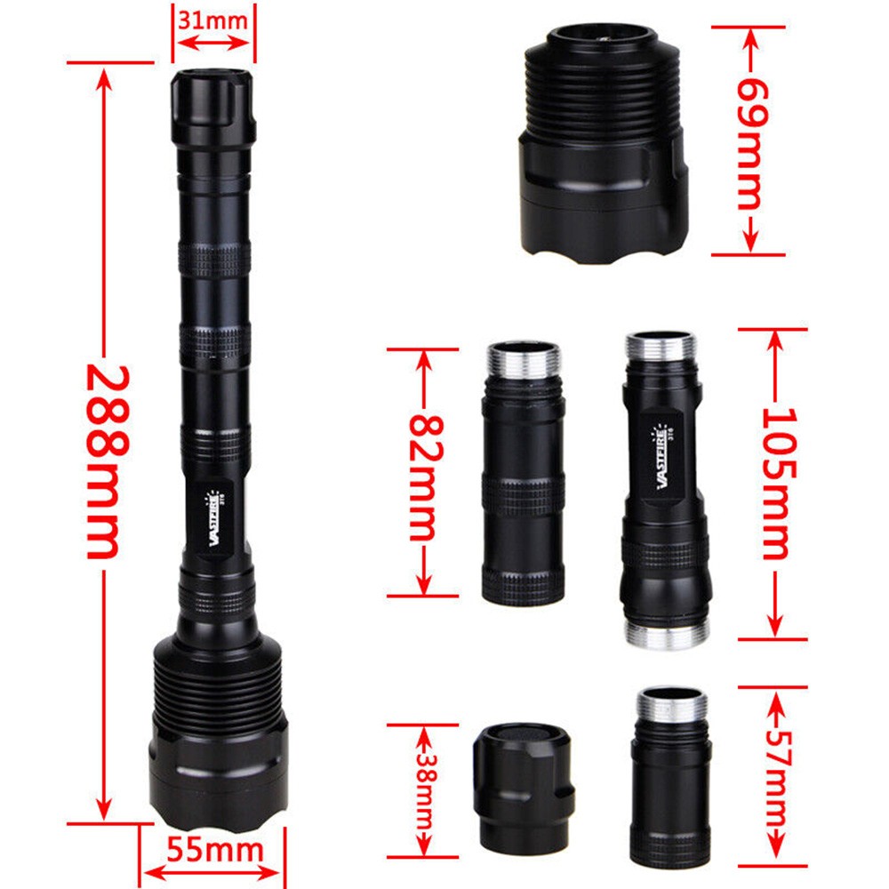 Hunting 3*LED Flashlight Torch 1-Mode Light 20mm Rail Scope Mount w/ Switch