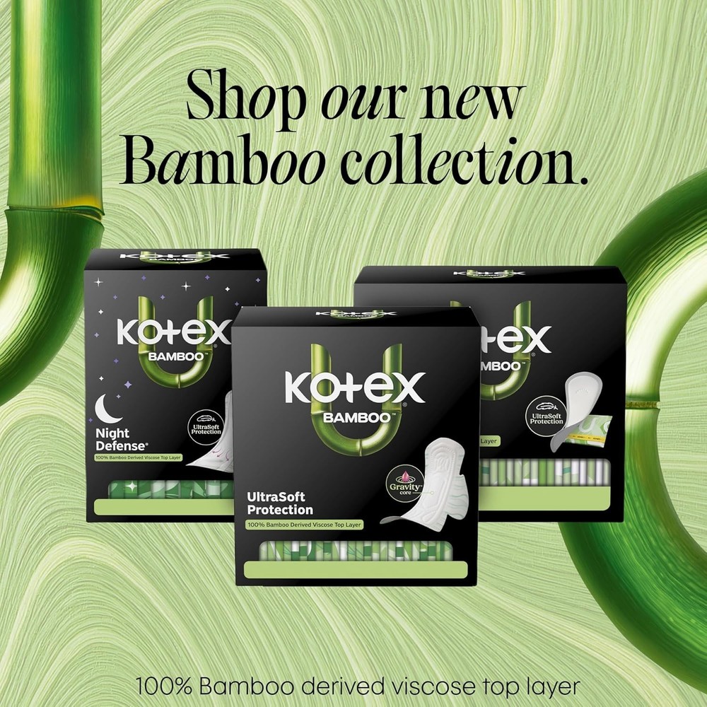 Bamboo Ultra Thin Pads with Wings, Regular Absorbency, 34 Count Packaging May...