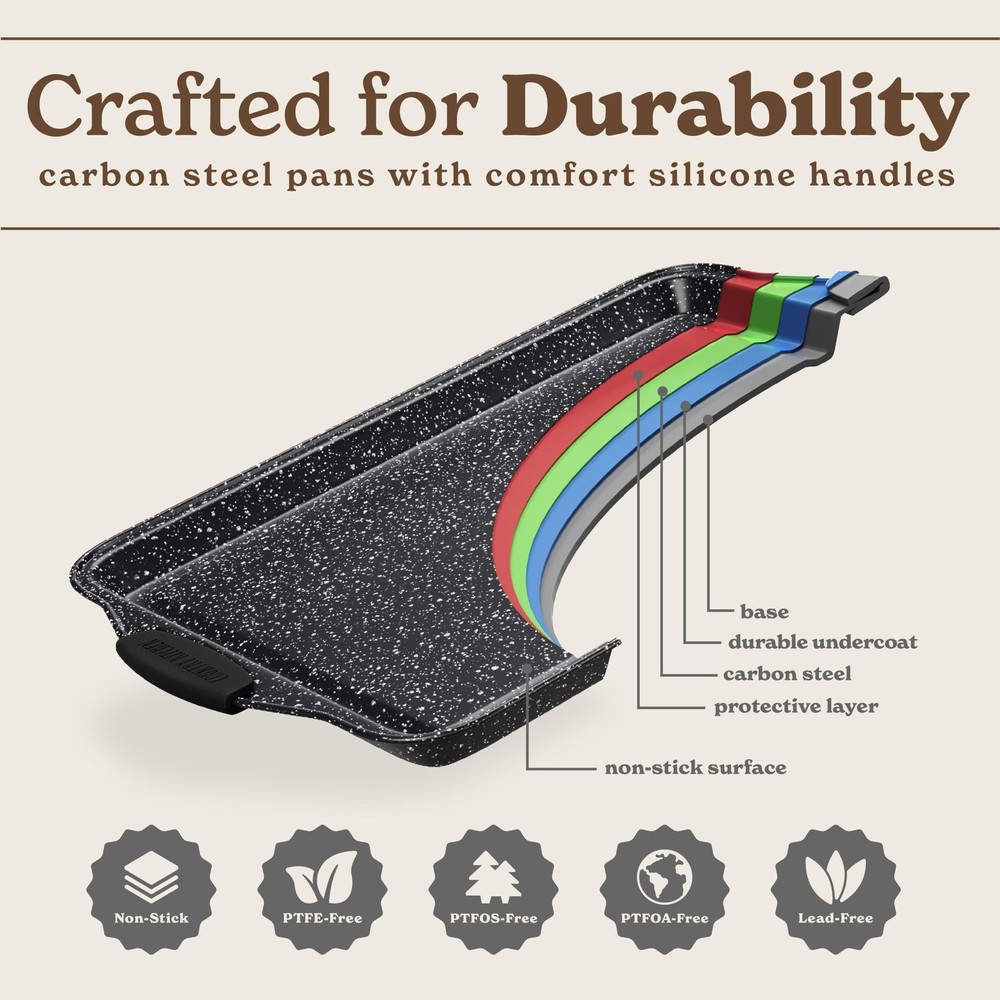 Nonstick Stackable Bakeware Set - Durable, Easy 10 Pcs, Black