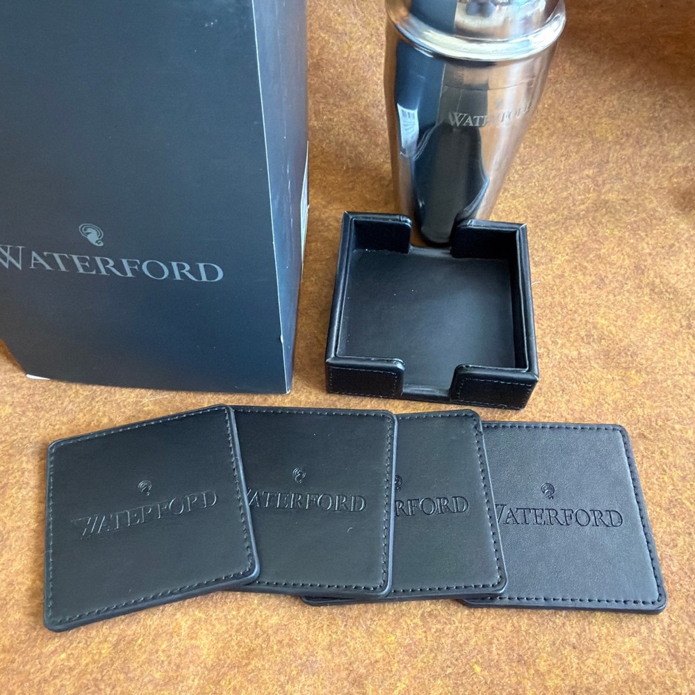 WATERFORD Cocktail Shaker & Coasters Gift Set with Original Box