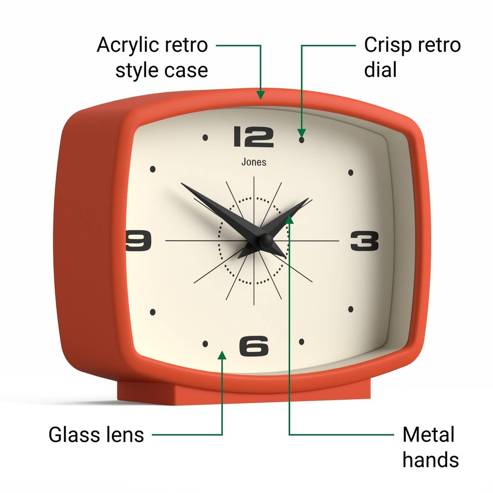 ® Film Desk Clock | Retro Rectangular Design | Orange | Retro Design, Blendin...