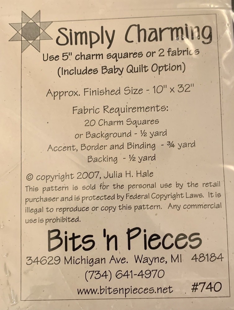 Simply Charming Table Runner Quilt Pattern By Bits & Pieces