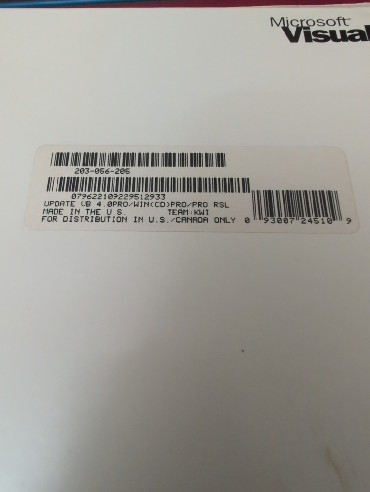 Microsoft Visual Basic Professional Edition Version 4.0 + Control Pack 1.0 3.5"