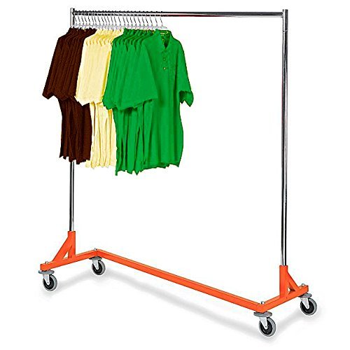Heavy Duty Commercial Grade Single Bar Z Rack Clothing Garment Clothes Rolling