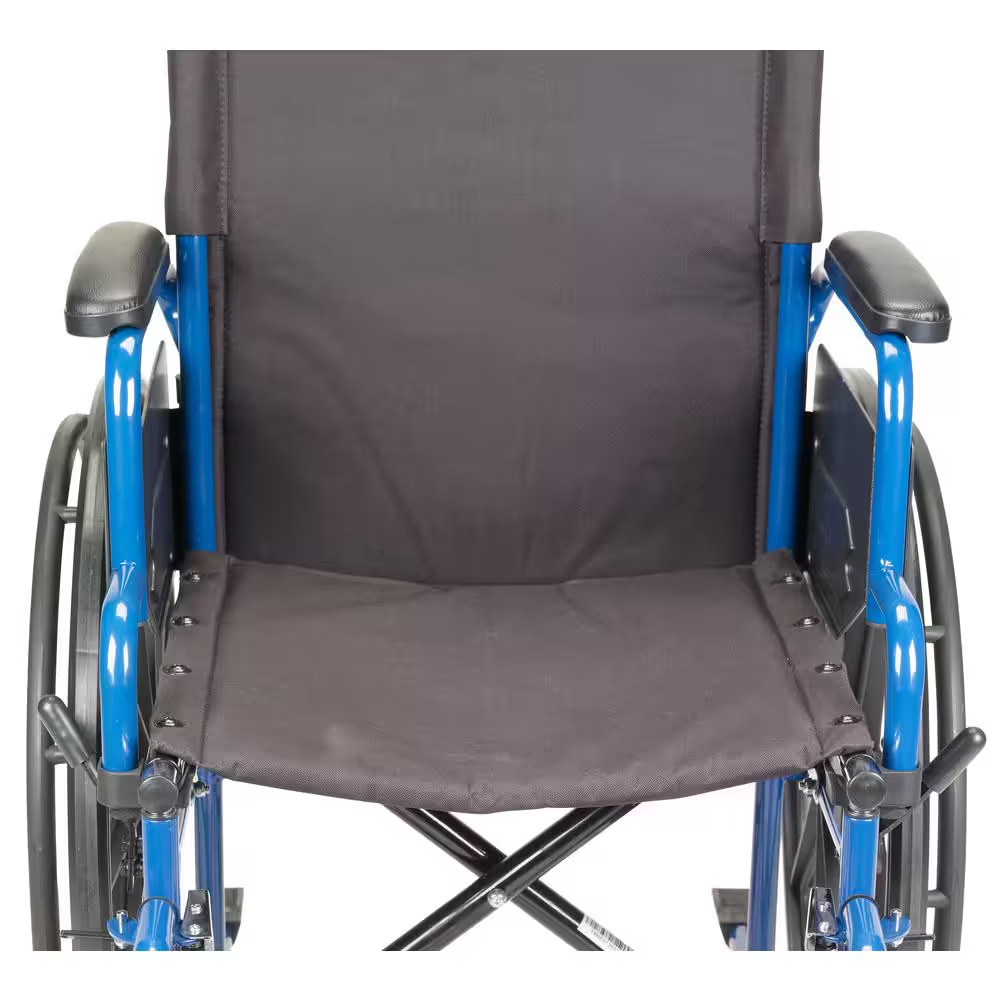 Drive Medical Wheelchair blue stripes with foldable desk arm + 20" seat + footre