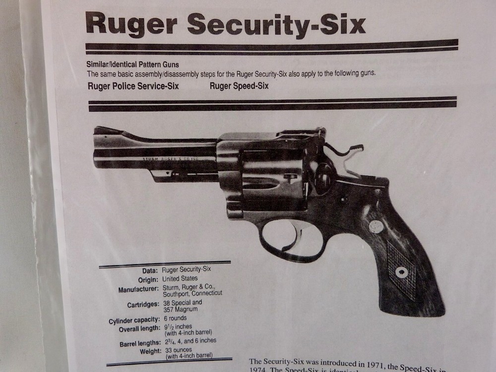 RUGER SECURITY-SIX HAND GUN BREAK DOWN INSTRUCTION KIT