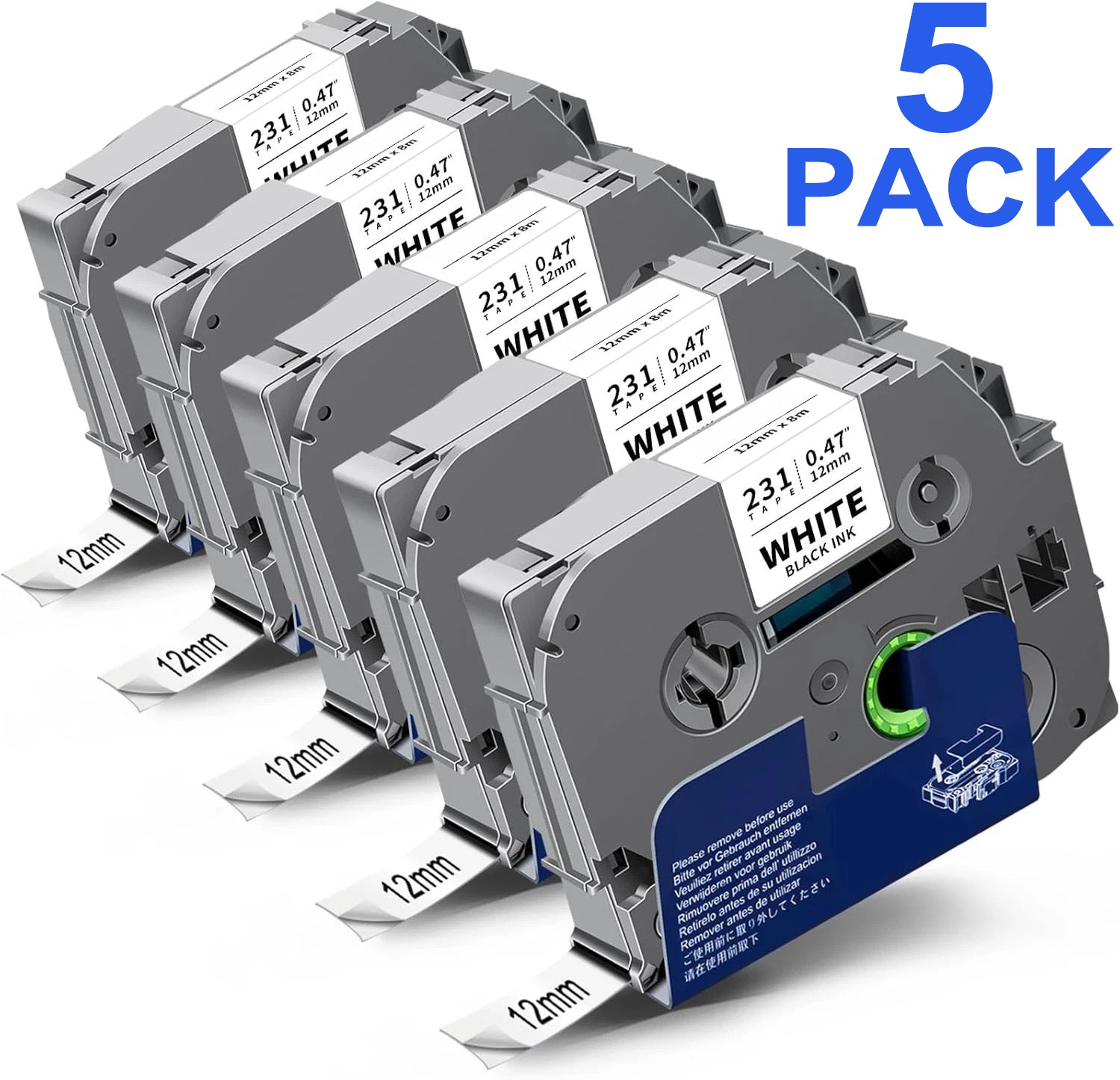 TZe-231 TZ-231 For Brother P-Touch PT-D210 H110 White Standard Laminated Label