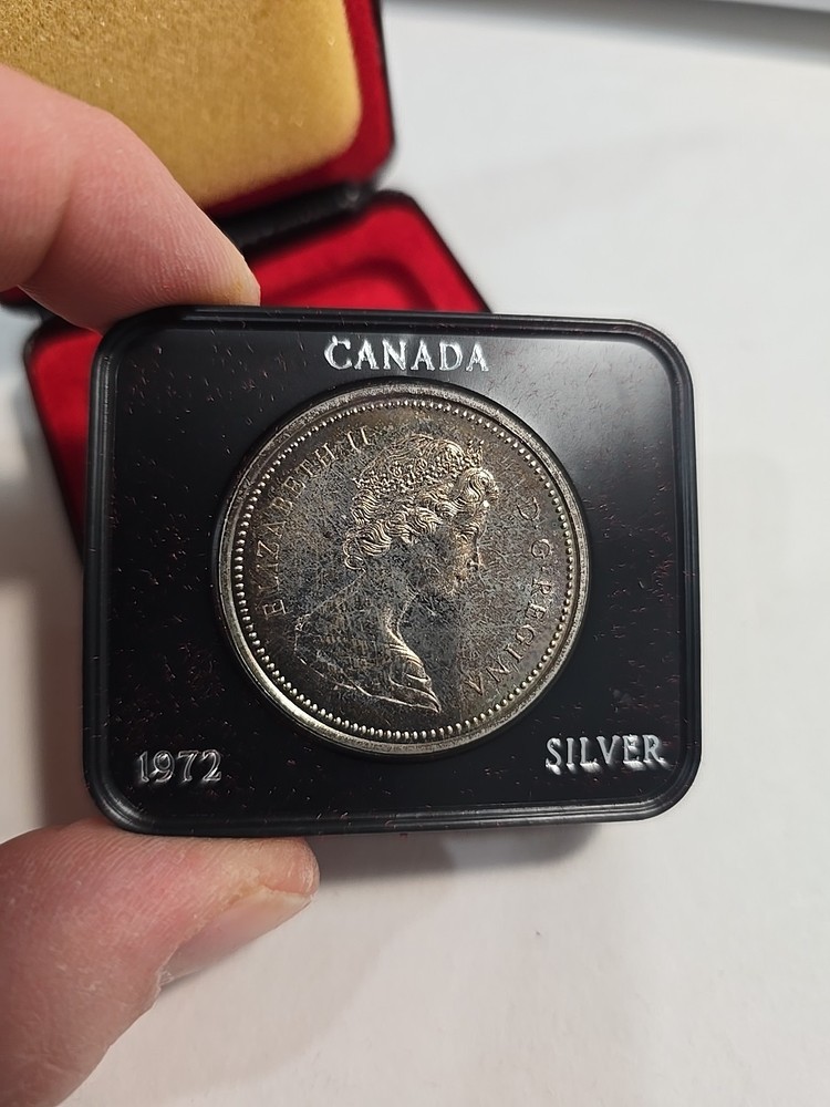 1972 Canada Proof Dollar .500 Silver Canoe **Toned**