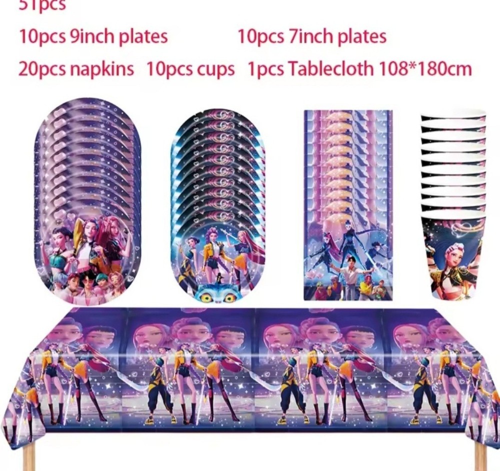 Kpop Idol Demon l BIRTHDAY Tableware Decoration 51 Pc