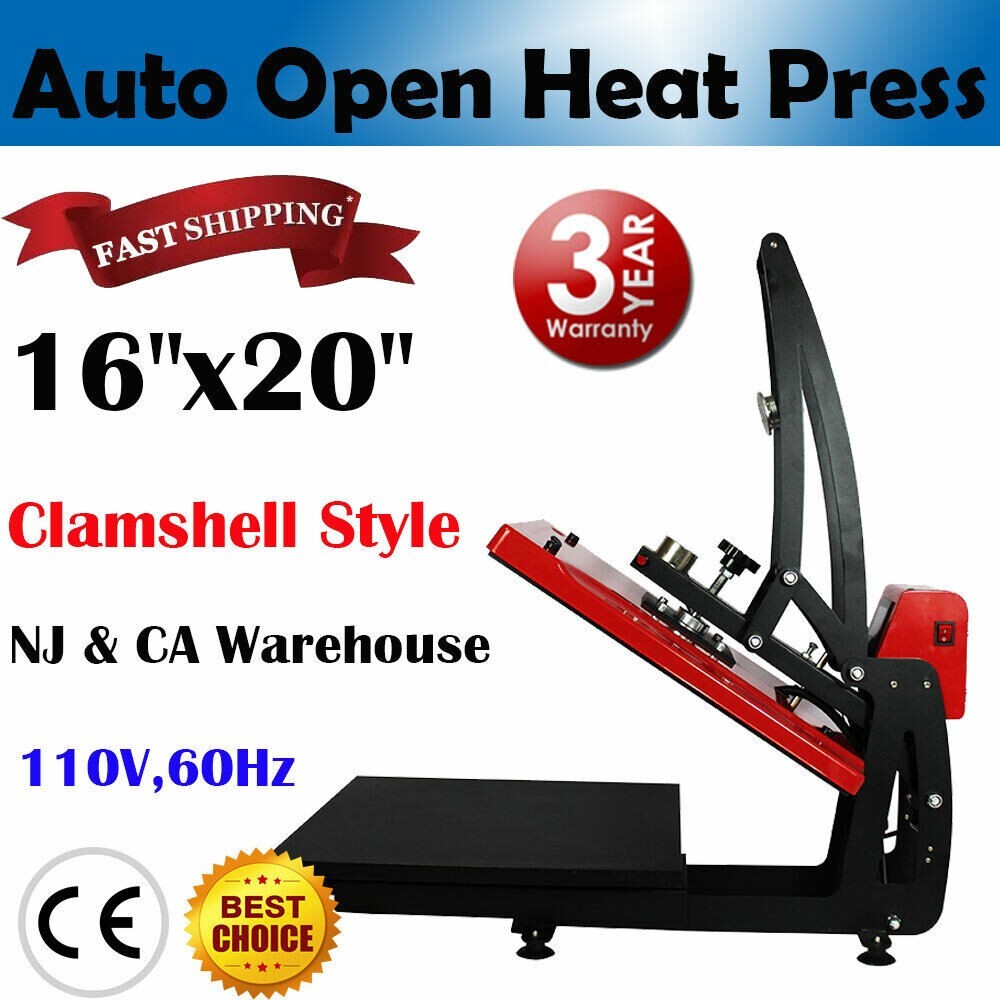 16" x 20" ClamShell Auto Open Heat Press Machine Vertical Version Slide Out