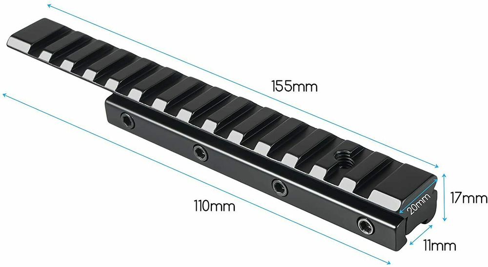 155mm Extended Flat Scope Mount Base Riser 20mm Weaver Picatinny Rail Mount