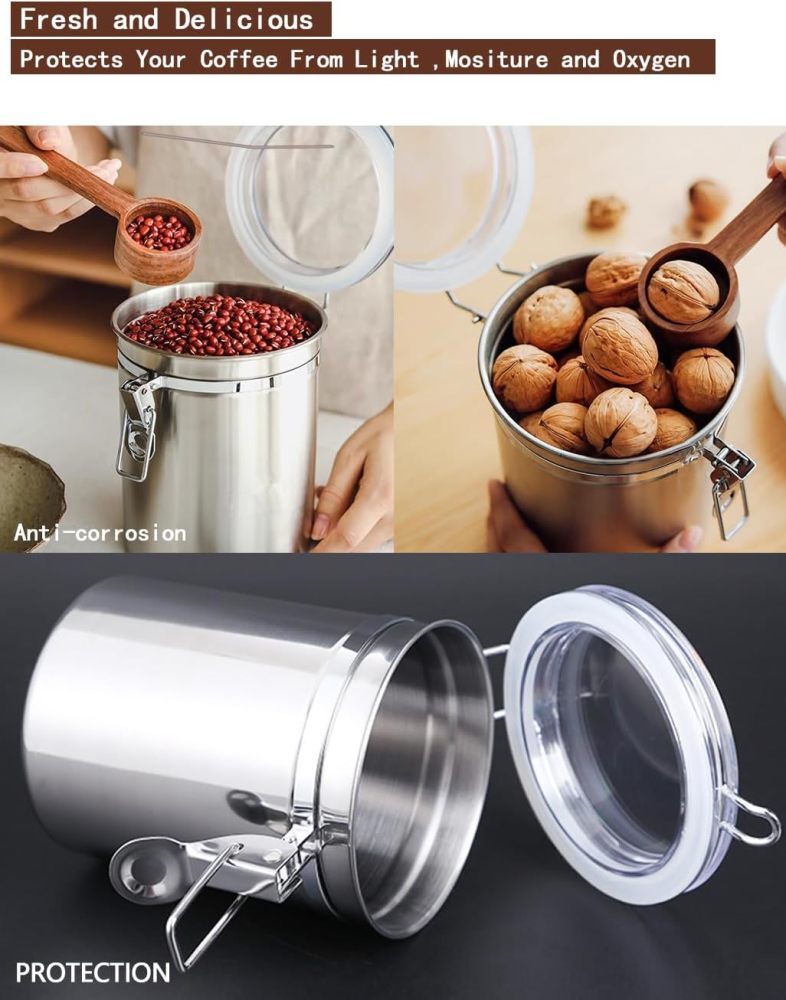 4 Pack 62OZ Stainless Steel Canister Set with Lids for Coffee Sugar Flour Tea