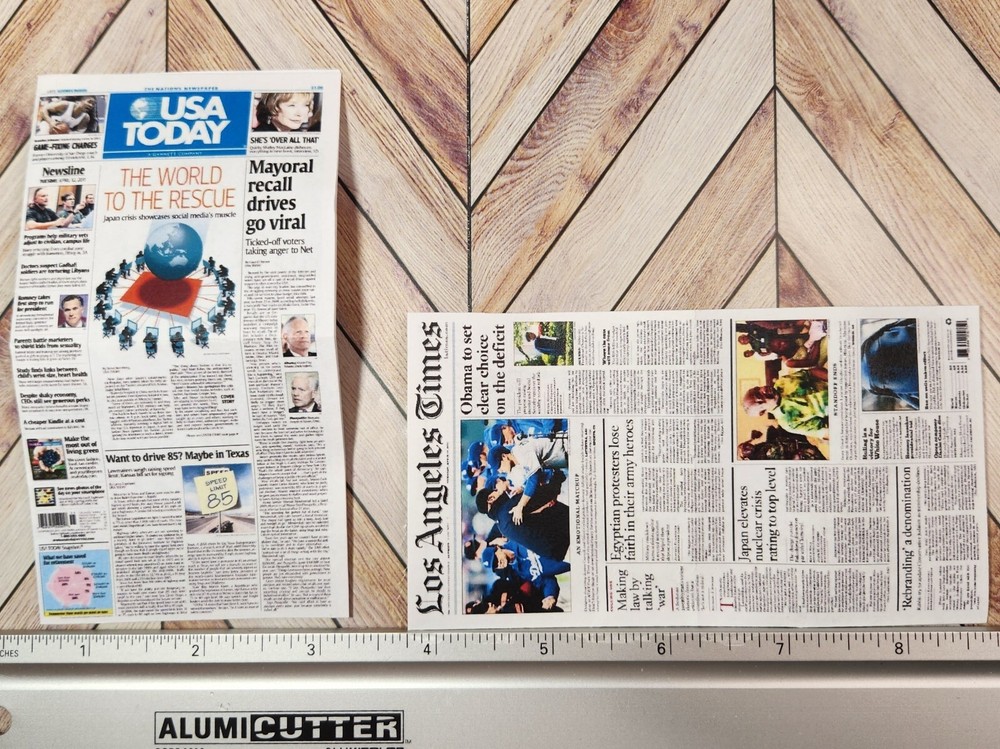 1/6 SCALE Miniature US Newspapers TWO (2)