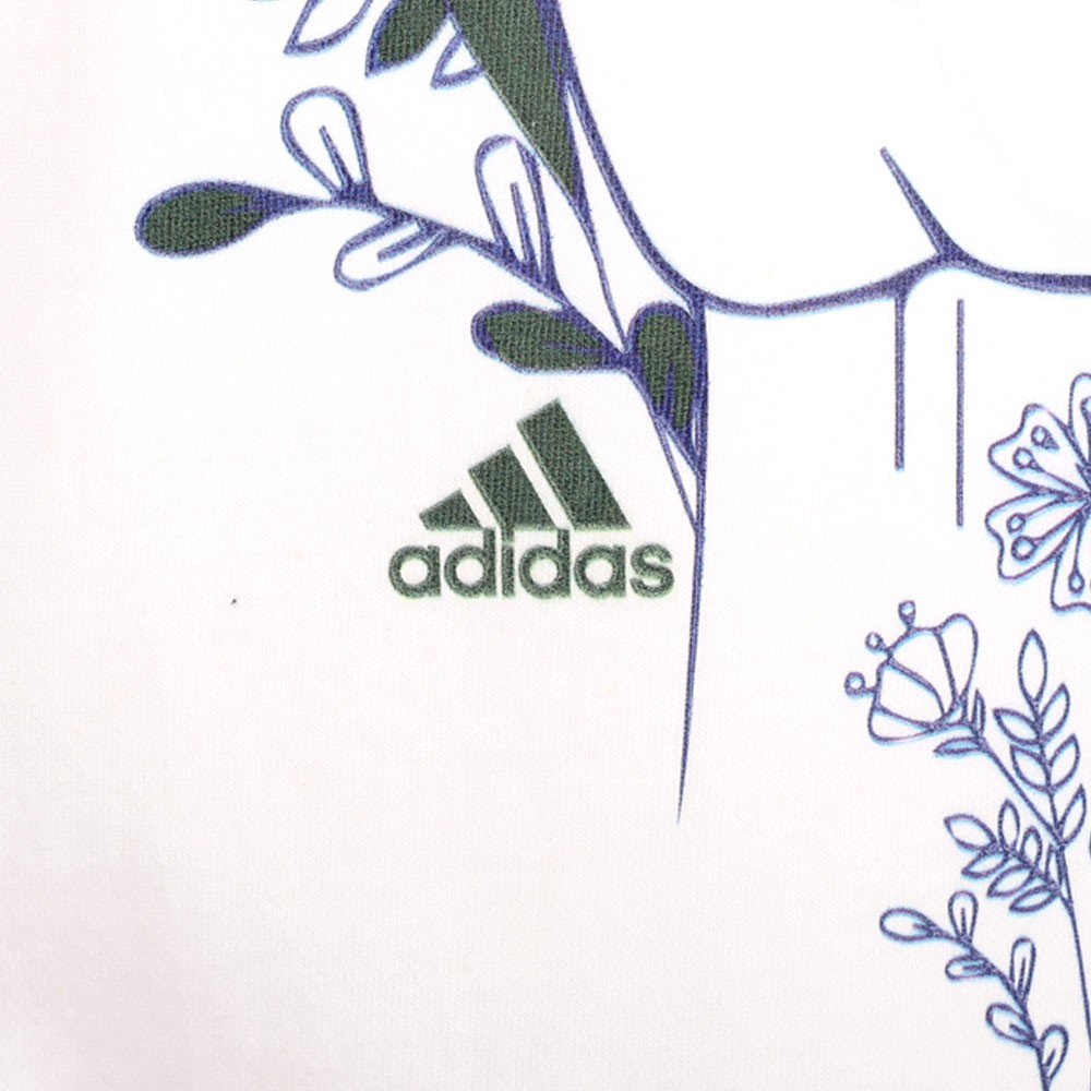 adidas Ilu Hand Graphic Crew Neck Short Sleeve T-Shirt Womens White Casual Tops