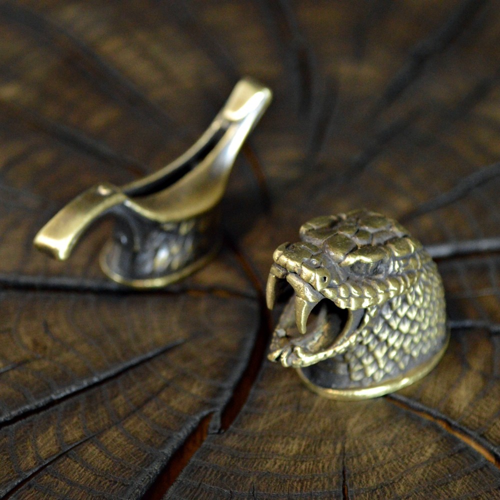 Set Basilisk unique solid bronze finger guard bolster & pommel for custom knife