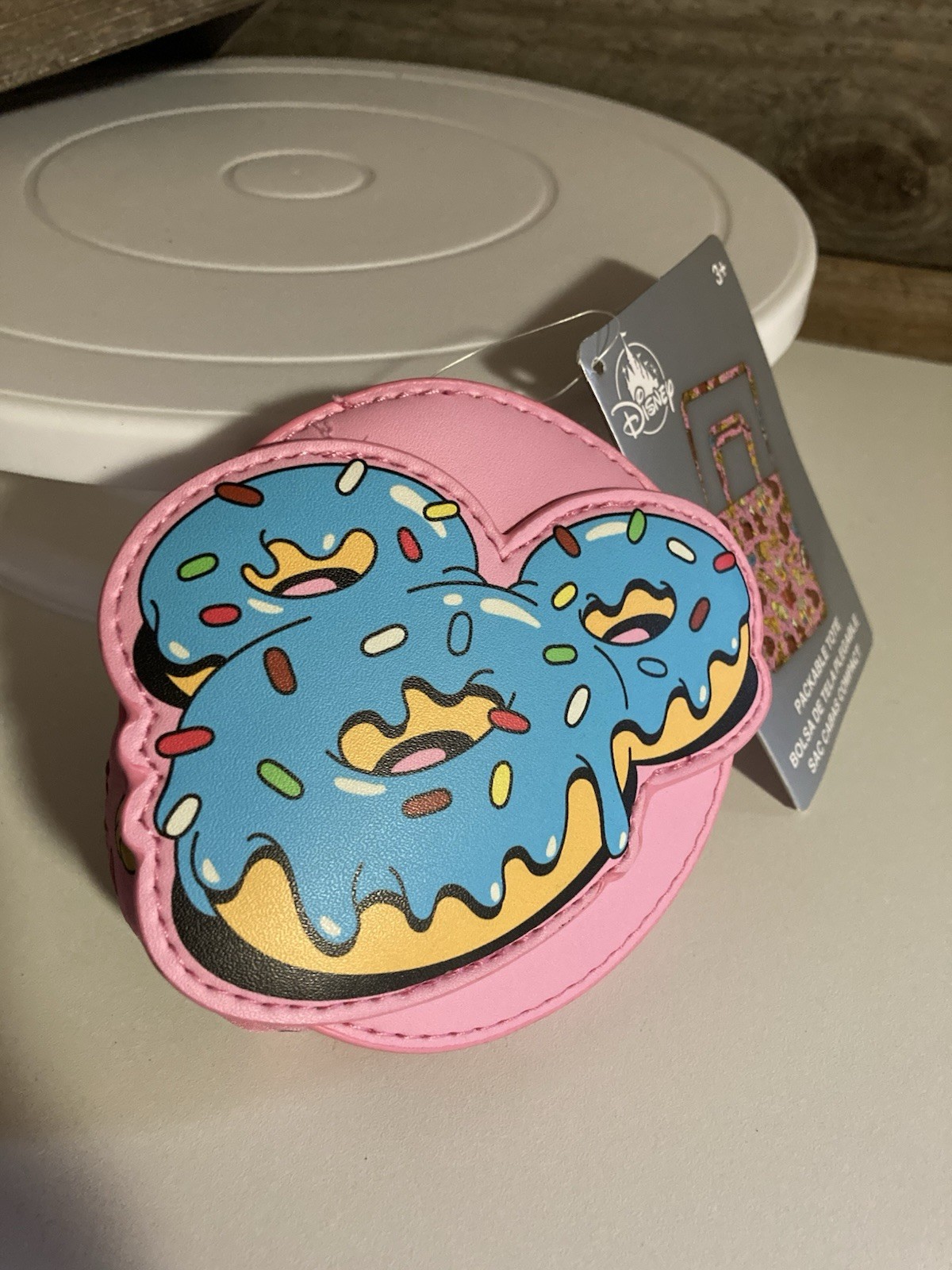 Disney Parks Packable Tote & Holder 2025 Mickey Mouse Snacks Donuts Delights NWT