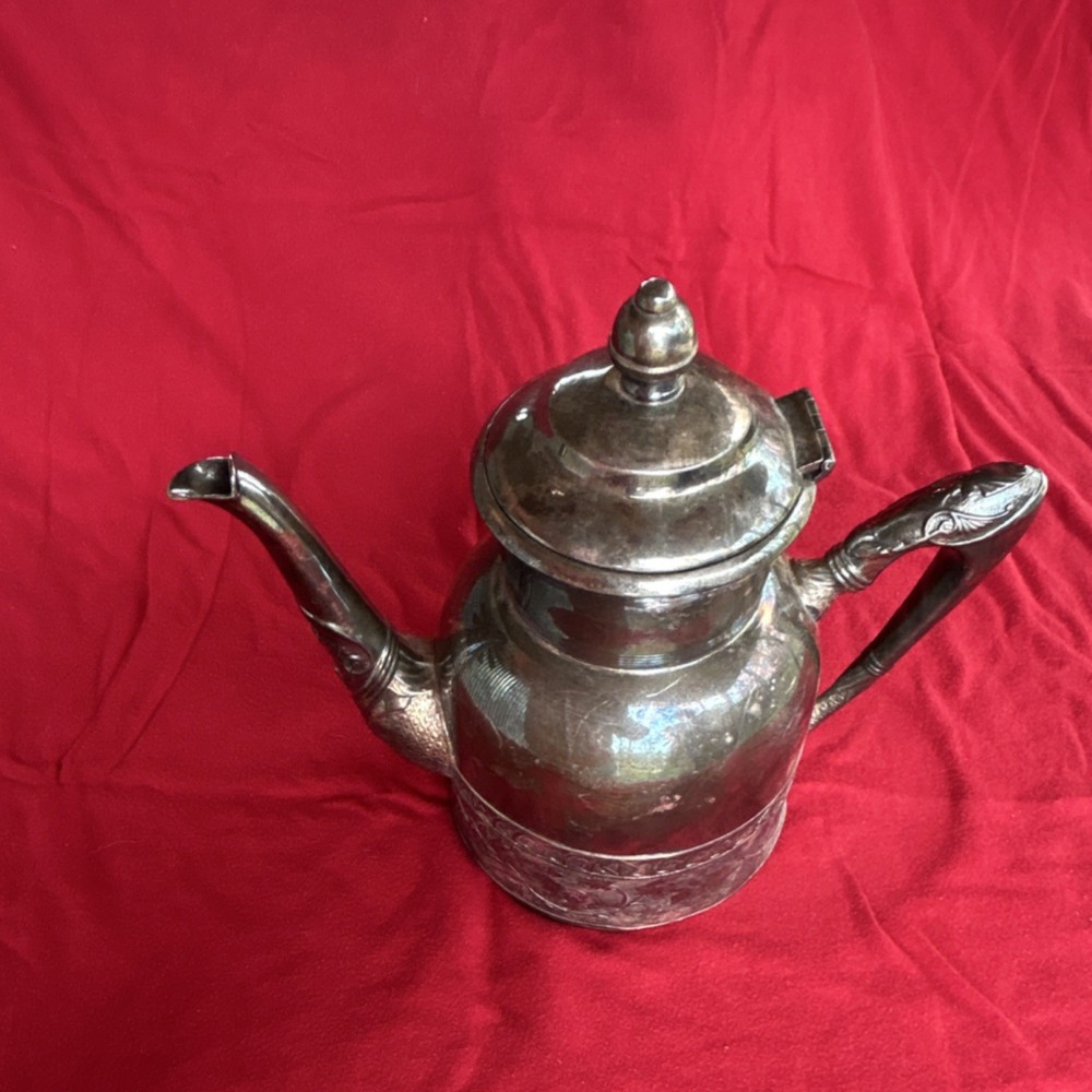 Antique Silverplate Coffee Pot & Teapot with Ornate Handle and Spout