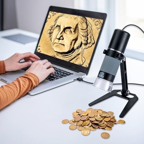 1080P USB Digital Microscope Camera, 50X-1000X Magnification, Metal Stand, Compa