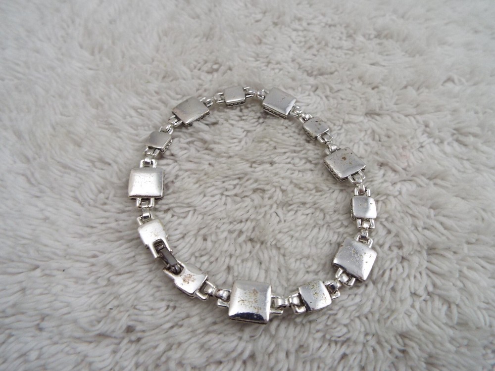 Silvertone Black Gray Bead Bracelet