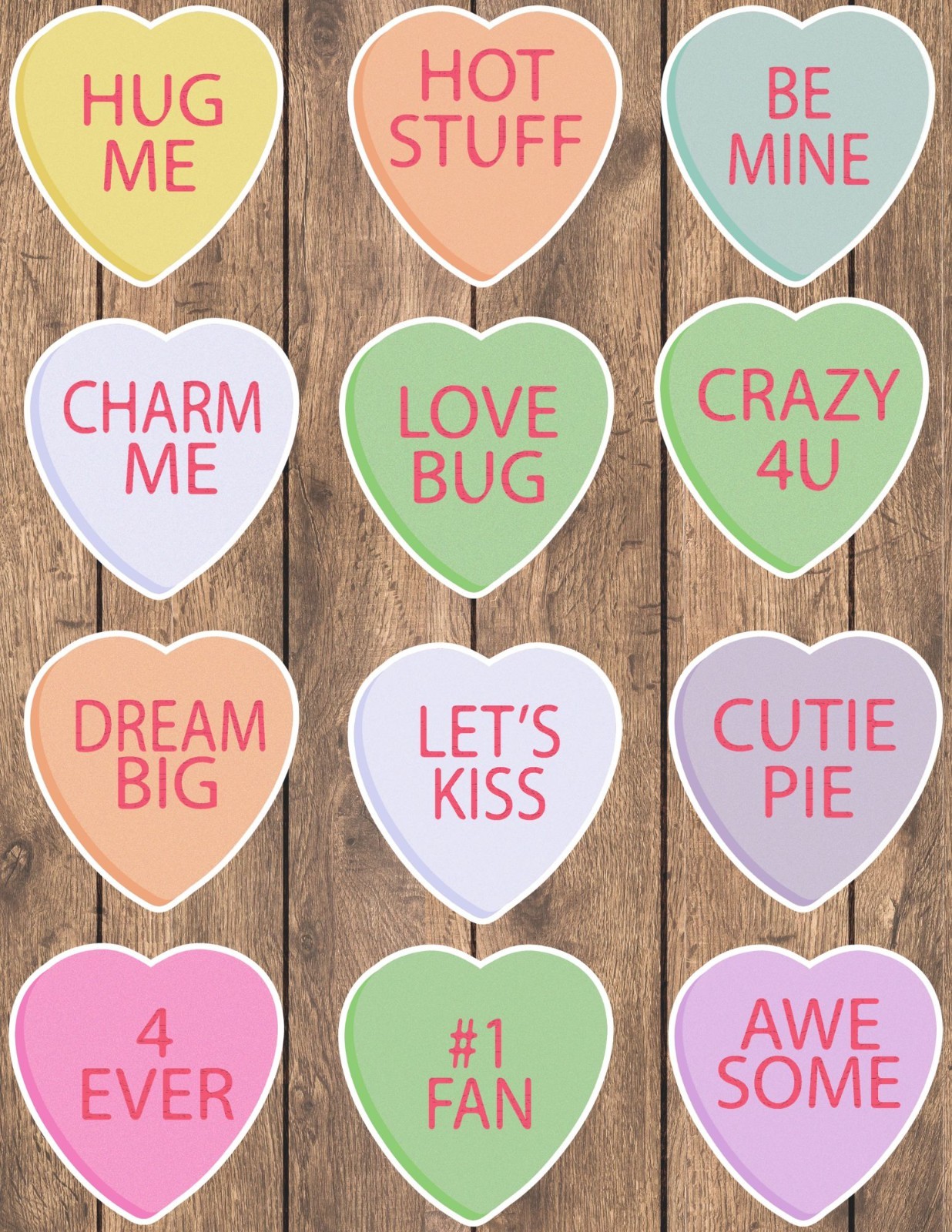 Conversation Hearts Die Cut Vinyl Stickers Set Scrapbooking Laptop Waterbottle