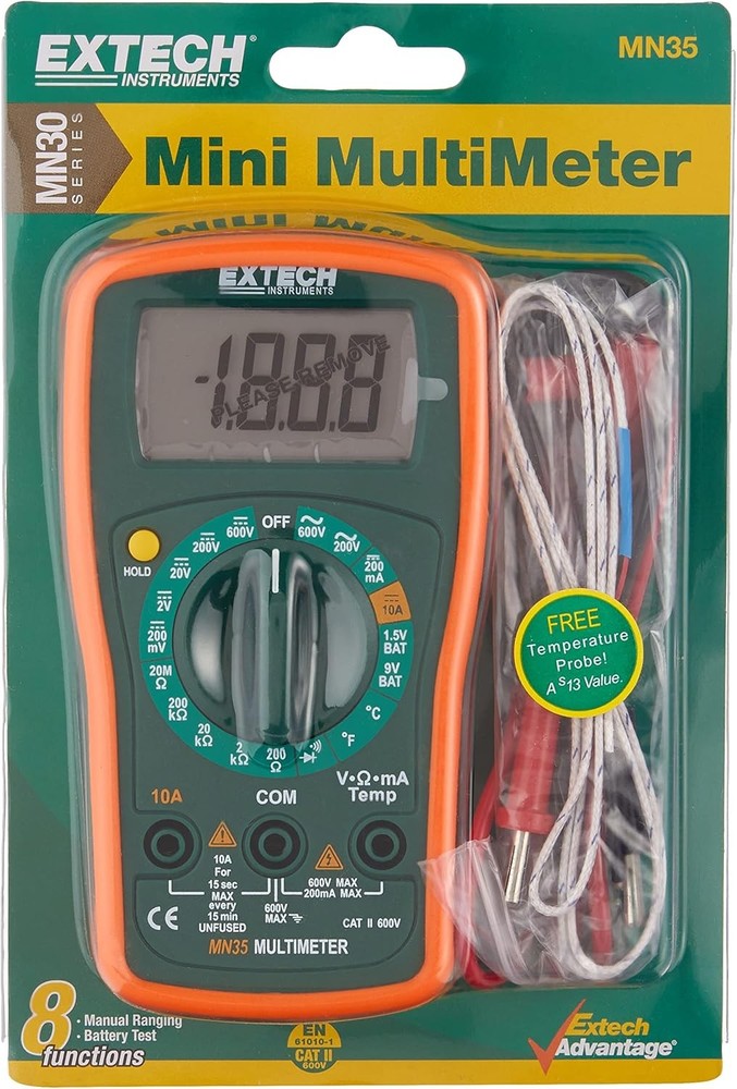 Extech 645618 MN35 Digital Mini MultiMeter Black