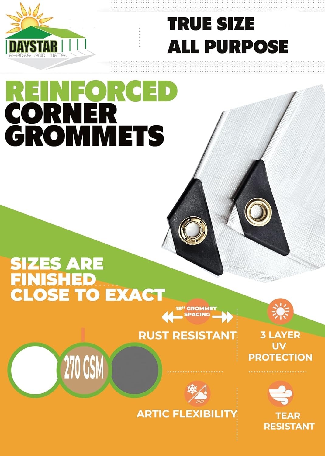 16 MIL Thick Ultra Heavy Duty White Tarp 3ply Waterproof 9.5oz UV Protected