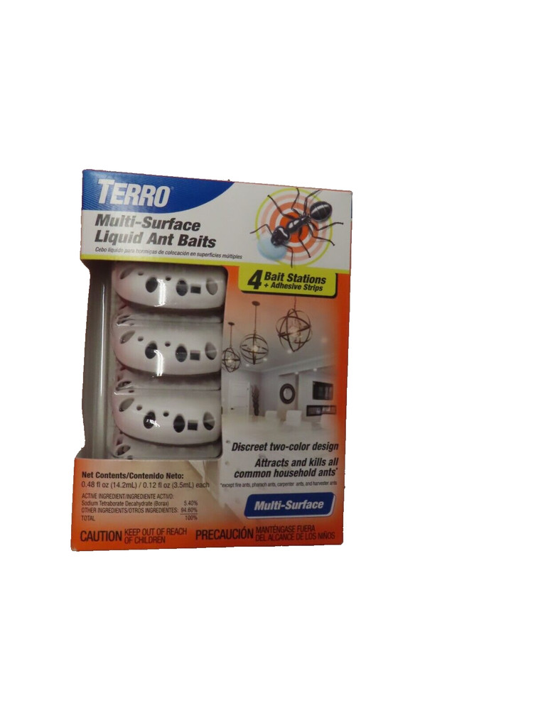 Terro Multi-Surface Liquid Ant Baits, Bait Station & Adhesive Strips 4 Stations