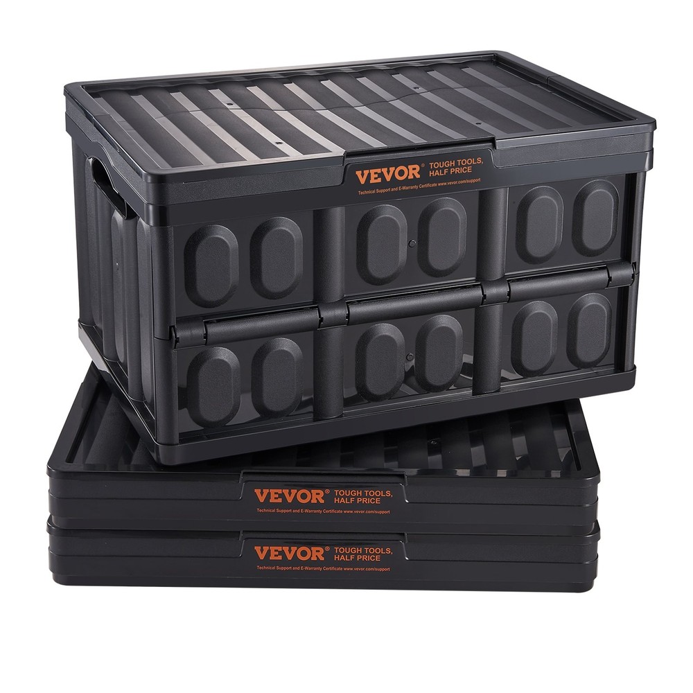 [New]Collapsible Storage Bins with Lids, 45L 3 Packs, Folding Plastic Stackable