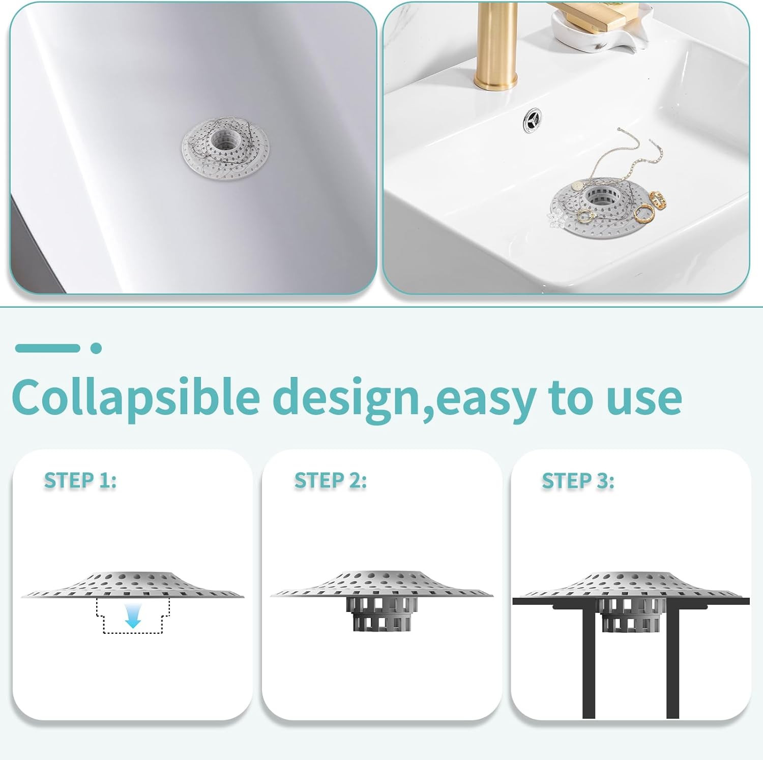 Bathtub Drain Hair Catcher,Silicone Tub Hair Catcher Drain Protector,All-In-One